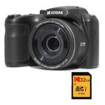 KODAK Pixpro Astro Zoom AZ255 + SD Memory Card 32 GB – 16 MP Digital Bridge Camera, 25X Zoom, 1080p HD Video, 24 mm Wide Angle, 3 LCD Screen, AA Battery – Black