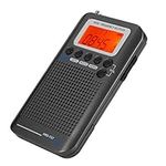 VHF Portable Full Band Radio Recorder, VHF Airband Radio with LCD Display Backlight, Portable Full Band Radio Receiver AIR/FM/AM/CB/SW/VHF(Black)