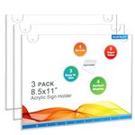 3 Pack BlueValley Acrylic Sign Holder 11x8.5 inches, Wall Mount Clear Plastic Flyer Sign Holder Photo Picture Certificate Frames with Adhesive & Screws for Office Restaurant Hotel Store Home - Horizontal