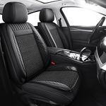 Chezope Black Beige Automotive Car Seat Covers Full Set Universal for Women Men Fit for Most Cars SUV Sedans Trucks Leather Waterproof Car Seat Cushion Seat Cover Accessories Black
