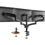 PUTORSEN Triple Monitor Stand for 17-27" per Screen, Monitor Arm Desk Mount, Aluminum Spring-Assisted up to 7KG per Arm, with 2 mounting options, Tilt Rotation Swivel, VESA 100x100, 75x75