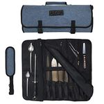 Asaya Chef Knife Roll Bag - 20 Total Pockets for Knives and Kitchen Utensils - Made with Stain Resistant Waxed Nylon - for Chefs and Culinary Students - Knives Not Included (Blue)