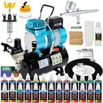 Complete Professional Master Airbrush G22 Airbrushing System with a 24 Color US Art Supply Airbrush Paint Kit (1 oz. Bottles) plus a Full Set of Airbrush Accessories