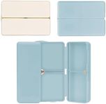 2 Pack Small Pill Organizer, Portable Pill Box, 7 Compartments Pill Case, Medication Container, Pill Box for Vitamins/Pills/Supplements, Folding Design (Beige & Blue)