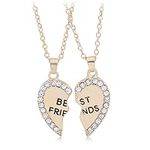 ShiQiao Spl BFF Gifts for Girls Best Friend Matching Necklace for Bestie Birthday Gifts for BFF Friendship Gifts for Women Half Heart Necklaces 2 Pcs