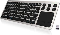 Arteck 2.4G Wireless Touch TV Keyboard with Easy Media Control and Built-In Touchpad Mouse Solid Stainless Ultra Compact Full Size Keyboard -Connected Computer, Smart TV, HTPC