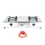 NJ-200SD Indoor Gas Stove - Portable Gas Hob 2 Burner LPG Cooker Caravan Freestanding Cooktop Stainless Steel Table Top for Home Kitchen Garden Catering Camping 8.0kW (Propane 37mbar Screw-on)