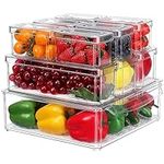 Pure Future 10 Pack Fridge Organizers and Storage, Stackable Refrigerator Organizer Bins with Lids, BPA Free Food Containers for Fruits & Vegetables