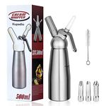 Kupadio Professional Whipped Cream Dispenser Cream Maker for Desserts Gourmet Cream Whipper with 3 Decorating Nozzles