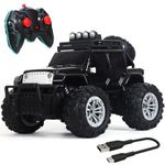 Wembley Monster Truck Remote Control Rc Car Offroad High Speed Racing Car For Kids With 2 Speed And 4 Headlight Modes | Gift For Boys | Rechargeable Lithium Battery | Made In India - Black