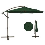 MUCHENGHY 10ft Patio Umbrellas Offset Outdoor Umbrella Cantilever Hanging Umbrellas with Crank & Cross Base 8 Sturdy Ribs for Yard, Garden & Deck (Pine Green)