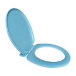 Luxart Oval Shape Toilet Seat Cover with Round Edges, PVC Cover for Western Toilet Seat - Glossy Finish, Sleek Design - Non-Soft Closing Commode Seat with Cover with Installation Kit (T-BLUE)