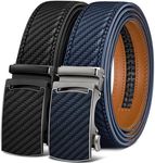 KEMISANT Ratchet Belts for Men 2-Pack, Men's Stylish Leather Belts in Gift Set 35mm, 2pack-black/Purplish Blue4296, 32-38W