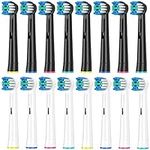 Cokfais Toothbrush Head Compatible with Braun Oral b Electric Toothbrush, Pack of 16 Sensitive Replacement Brush Heads for Oral-b Pro Smart Vitality Genius Triumph Teen Kids (White+Black)