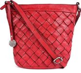 Vilenca Holland 11 Inch Red Genuine Leather Crossbody Sling Bags for Women, Bags for Women Trendy Casual Office Bag with Adjustable Strap