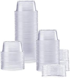 Comfy Package [100 Sets - 2 oz.] Plastic Portion Cups With Lids, Souffle Cups, Jello Shot Cups