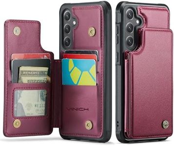 Vinich for Samsung Galaxy S25 FE Wallet Case with Card Holder, RFID Blocking Credit Slots Kickstand Shockproof Phone Cover for Women Men, Wine Red