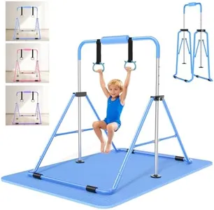 Safly Fun Expandable Gymnastics Bars Junior Training Bar Gymnastic Folding Horizontal Bars with mat for Kids(Blue+Mat)