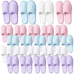 24 Pairs Spa Slippers,Non Slip Disposable House Slippers For Guest,Bulk Pack for Hotel, Spa, Shoeless Home,Non-slip Comfortable EVA Sole,Closed Toe,4 Colors