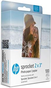 HP Sprocket 2x3" Premium Zink Sticky Back Photo Paper (100 Sheets) Compatible with HP Sprocket Photo Printers.