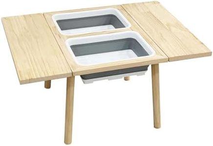 TTSZNB Large Solid Pine Wood Folding Table with Flip Top & 2 Built-in Storage Basins, Multi-Functional Home Office Desk, 38.8" x 24.4", Natural Wood Finish