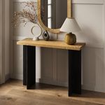 Fluted Console Table - Small Entry Table for Narrow Spaces - Living Room Furniture - Solid Wood Entryway Table - Fluted Black Cross Base (Burl Top)