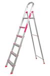 Casa Copenhagen Designed in Denmark, 6-Step Foldable Aluminium Ladder Laser Cut with Super Advance Sure-Hinge Technology,7 Years Warranty - Silver