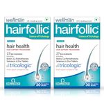 wellman Hairfollic Hair Supplements Tablet For Men - Advanced Hair Nutrition With Tricological Amino-Lignan Complex | 27 Bionutrients For Healthy Hair, Beard, And Skin (Pack Of 2)