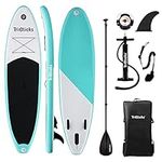 Triclicks 10ft / 3m Stand Up Paddle Boards Inflatable SUP Board Surfboard - Beginner’s Kit. Adjustable Paddle, Hand Pump With Pressure Guage, Fin, Coil Leash, Repair Kit, Backpack (Style 1)