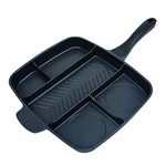 Masterpan Perfect for Steak, Skillet Griddle Space Saving Induction Hob Pan, Aluminium, Black, 54x39cm