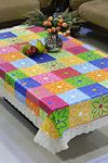 Kuber Industries Floral Box Print Exclusive Table Cloth|PVC 4 Seater Center Table cover|Table Sheet for dining, Party, Events|Waterproof Protector|Indoor and Outdoor Use 60x40 (Multi)