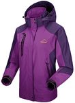 donhobo Women's Waterproof Ski Jackets,Outdoor Hiking Walking Raincoat Jacket Lightweight Windproof Windbreaker Coats with Hood Purple XL