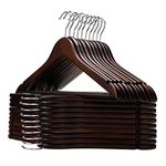 STAR WORK Cherry Wooden Wardrobe Storage Suit Hangers - Premium Wood With Notches & Chrome Swivel Hook For Dress Clothes, Coats, Jackets, Pants, Shirts, Skirts (36 Count)