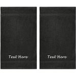 Personalized Towels Set with Embroidered Text - 2 Pack Highly Absorbent & Super Soft Turkish Cotton Hand Towels for Spa, Gym, Pool and Hotels - 16"x27" Monogrammed Towels - Black Towel Set