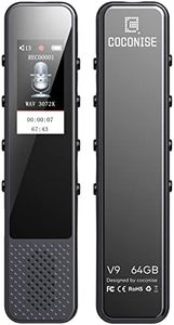 64GB Digital Voice Recorder, COCONISE Audio Recorder with 3072Kbps HD Recording, Voice Activated Recorder for Lecture with MP3 Player, A-B Loop Playback, Password, Accelerate Function