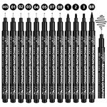 Gelanty Black Fineliner Pens Set 12 Pack Fineliners Technical Drawing Pens, Micro Liner Art Pens for Artist, Brush Pens for Art Sketching, Technical Drawing, Illustration, Comic