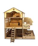 StepsToDo Big Size Doll House and Furniture Making Kit. Painting Kit. 18 Inch Height and 18 Inch Width. Premium Pine Wood 3D Puzzle. No Hammer, Glue Required.