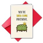 13，Funny Sofa Thank You Card for Family Friend, pun, Gratitude, (You’re Sofa King Awesome)