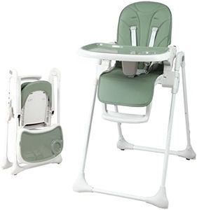 Bambisol Chaise Haute Bébé Evolutive Ultra Compacte | Réglable 6 Hauteurs, Pliage Compact | Vert Tilleul
