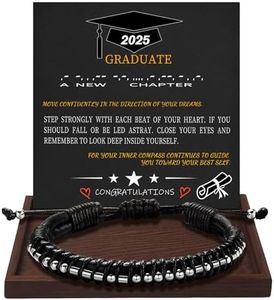 Graduation Gifts for Him Morse Code Bracelets for Men Cool Retirement Gifts High School College Birthday Leather Jewelry for Boyfriend Son Brother Classmate