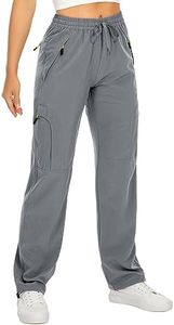 Women's Hiking Cargo Pants Quick Dry UPF50+ Outdoor Pants for Women Fishing Safari Travel Stretchy Pants with Pockets,6608,Grey,L