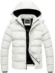 CREATMO US Puffer Coat Men Winter Ski Jacket Mens Puff Jackets Men's Thicken Insulated Windproof Hooded Down White S