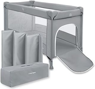 MobySystem Lit Parapluie bébé 2 en 1 Happy Traveller Basic – léger et Compact (128×68 cm) – dès la Naissance Jusqu’à 15 kg – avec Matelas et Sac de Transport, Gris