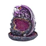 Nemesis Now Crystalline Protector Purple Dragon Geode Backflow Incense Burner,14.2cm