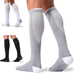 FITRELL 3 Pairs Compression Socks for Women and Men 20-30mmHg-- Support Socks for Travel, Running, Nurse, BLACK+WHITE+GREY S/M
