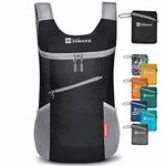 ZOMAKE Lightweight Packable Backpack 14L - Foldable Backpack Leger Sac à Dos Light Hiking Day Pack Water-Resistant Small Packable Bag Collapsible Backpack for Travel(Black)