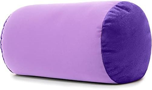 Microbead Bolster Neck Roll Pillow, Gently On Body, Head, Neck & Shoulders No Pain Rest, Relax Sleep - Silky Feel Prevent Wrinkles & Hair Breakage - Lightweight Cylinder, 14" x 8", Paril Purple