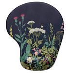 Hsurbtra Ergonomic Mouse Pad with Wrist Rest Support, Gel Mouse Pads with Non-Slip PU Base, Pain Relief Memory Foam Mousepad, Cute Mouse Pad for Laptop PC, Office Supplies Decro, Black Flower