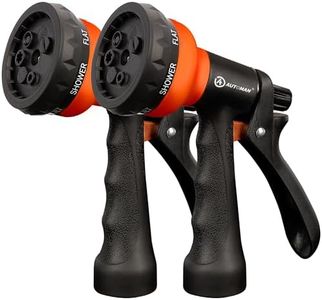 AUTOMAN-Garden-Hose-Nozzle, 2 Pack ABS Water Spray Nozzle with Heavy Duty 7 Adjustable Watering Patterns,Slip Resistant for Watering Plants,Lawn& Garden,Washing Cars,Cleaning, Orange