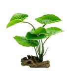 Smoothedo-Pets Fish Tank Decor Aquarium Decorations Ornaments Betta Leaf pad Hammock 6inch Plastic Artificial Plant Goldfish Fish Hides Small Tank/Reptiles Plants Driftwood (Green-Type-A)